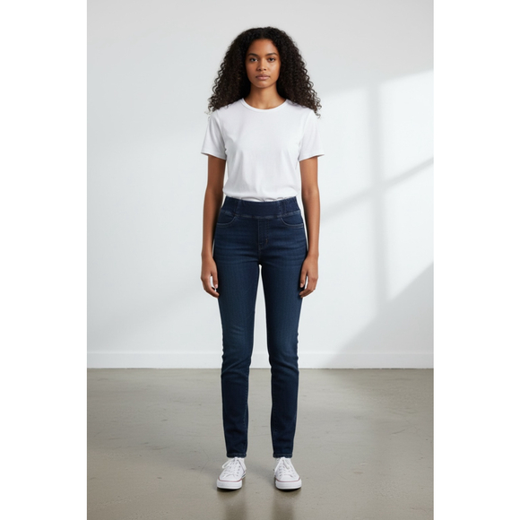 Women's Judy Blue Dark Blue Pull On Skinny Jeans Size 7 - Picture 6 of 7